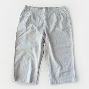 Christopher & Banks Petite XL NWT Striped Pull On Linen Capri Pants Beige PXL